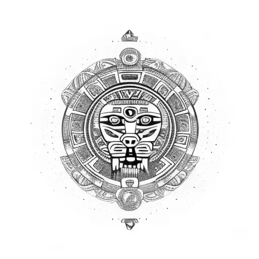 Aztec Calendar With A Puma In Background
