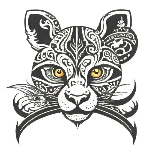 Tattoo Tribal Panda Cat Frog And Unicorn Half Sleeve Size