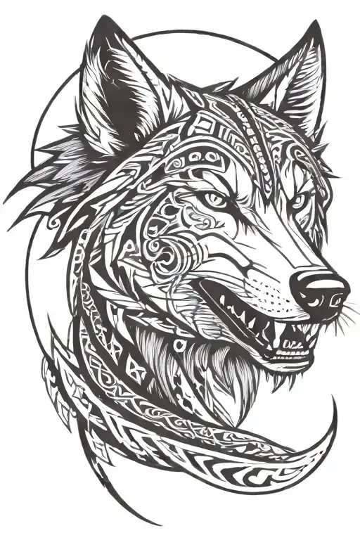 Wolf With A Compass In His Teeth And A Grin