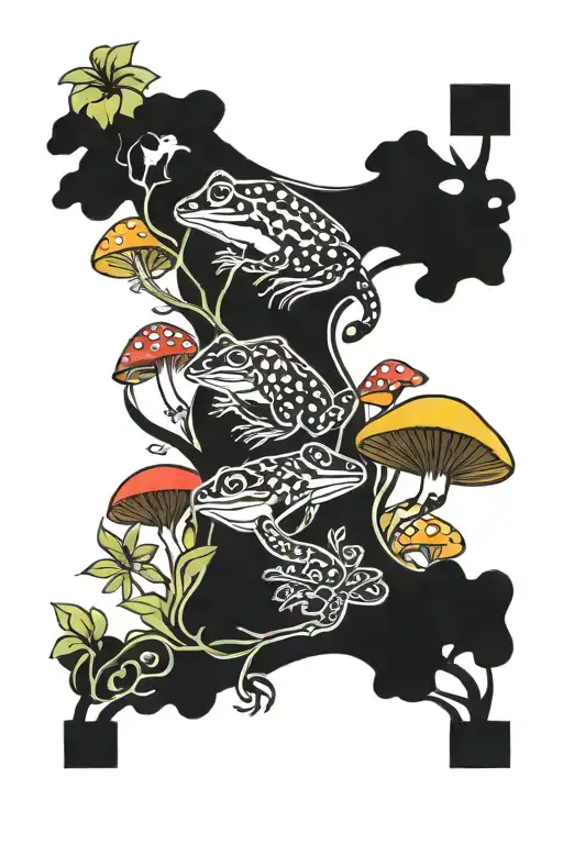 Floral And Birds Mushrooms Tree Frogs Colorful