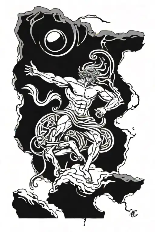 Sysiphus Rolling A Rock And Icarus Falling