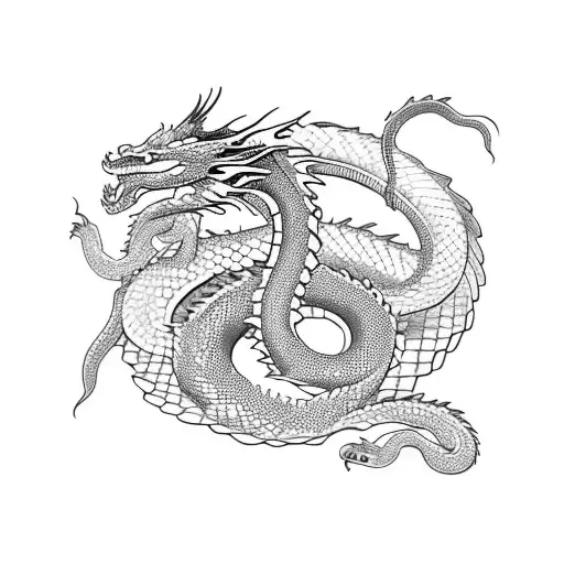 Dragon And Snake Around A Sword