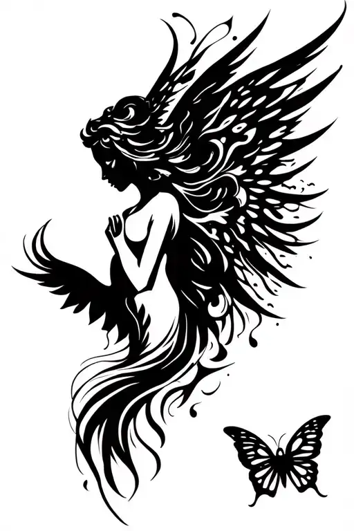 Angel And Butterfly Emerging