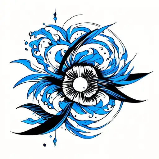 Japanese Water Line Tattoo Blue And Black