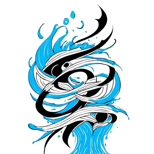 Japanese Water Line Tattoo As A Band That Wraps Around The Arm Blue And Black