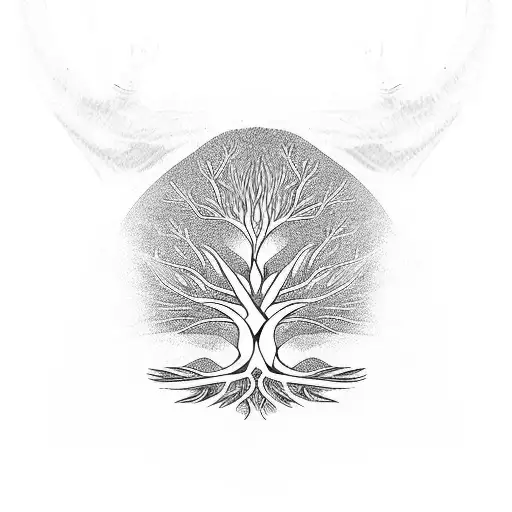 Wristband With Endless Tree With Roots And Leaves