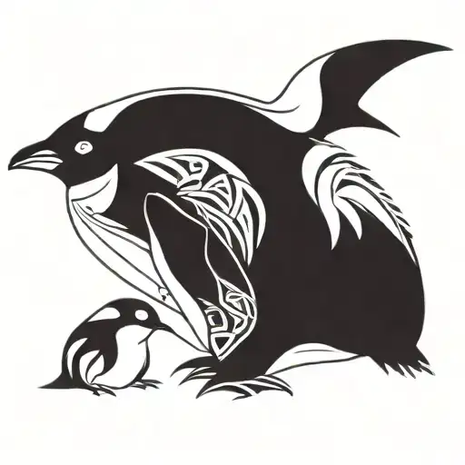 Mother And Baby Penguin