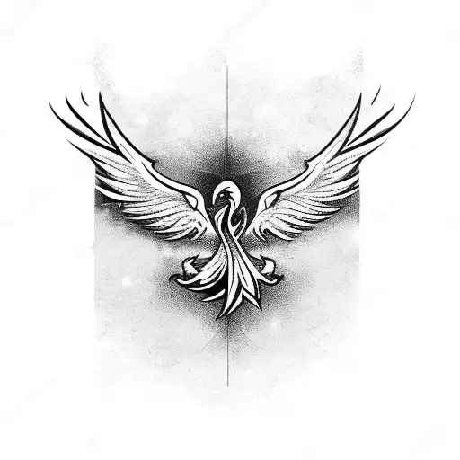 Phoenix Sur Une Rose Des Vents