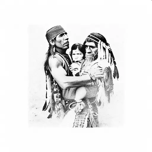 Native American Holding Palestinian In The Middle Of Battlefield