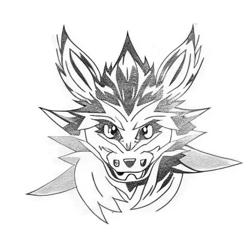 Pokemon Arcanine Black And White With Orange Firey Fur