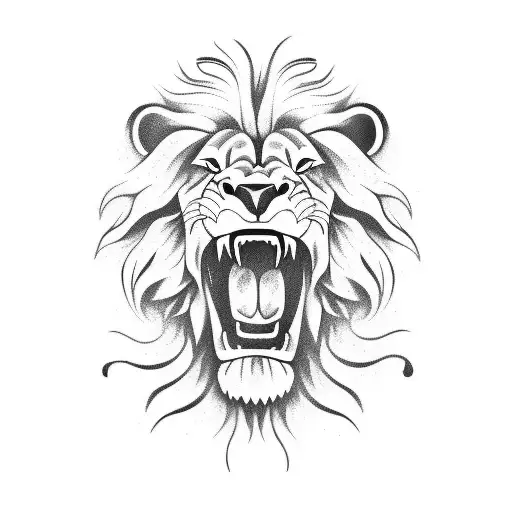 Lion Biting Down On Human Skull