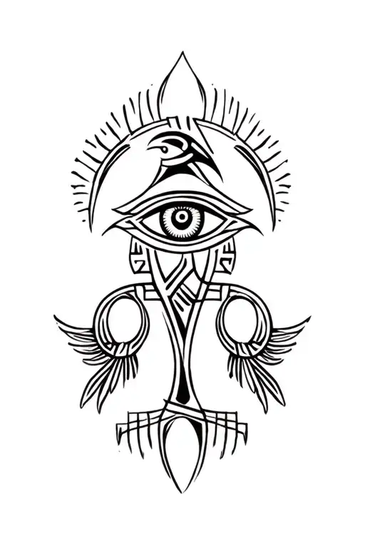 Ankh With Eye Of Horus Raven Drawing