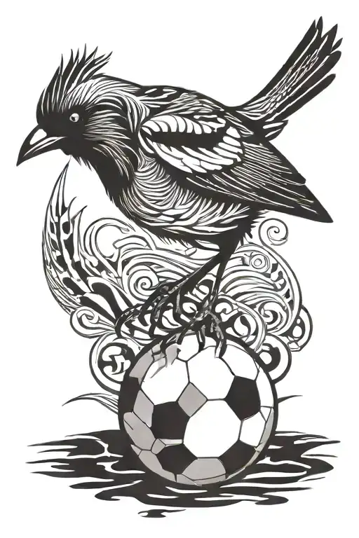Magpie Stood On One Football