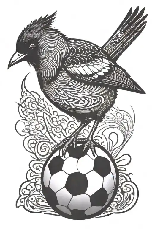 Magpie Stood On One Football