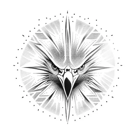 Eagle Red Rising To Sun