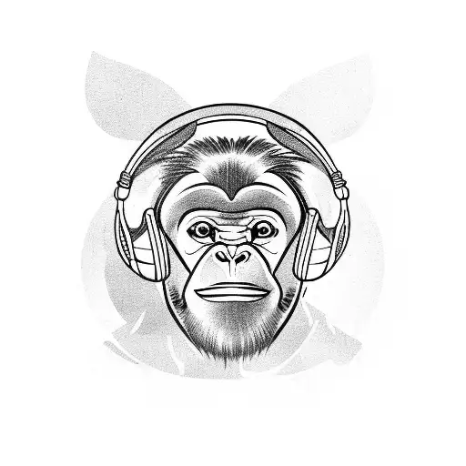 A Bonobo Monkey Wearing Gaming Headphones
