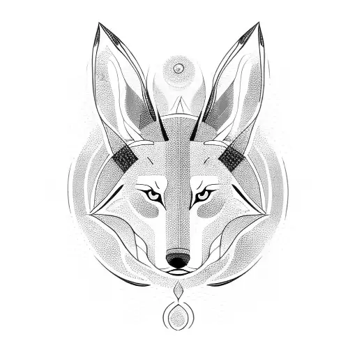 Neo Tribal Tree With Wolf And Bunny