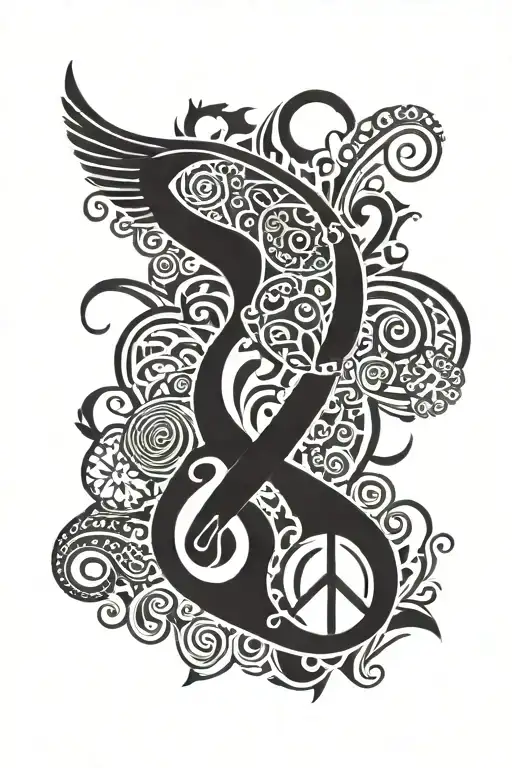 A Tattoo Featuring A Message Of Peace Love And Prosperity