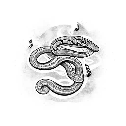 A Snake Formed By Musical Notes And Instruments