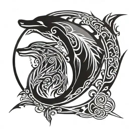 Native Nz Dolphin And Wolf