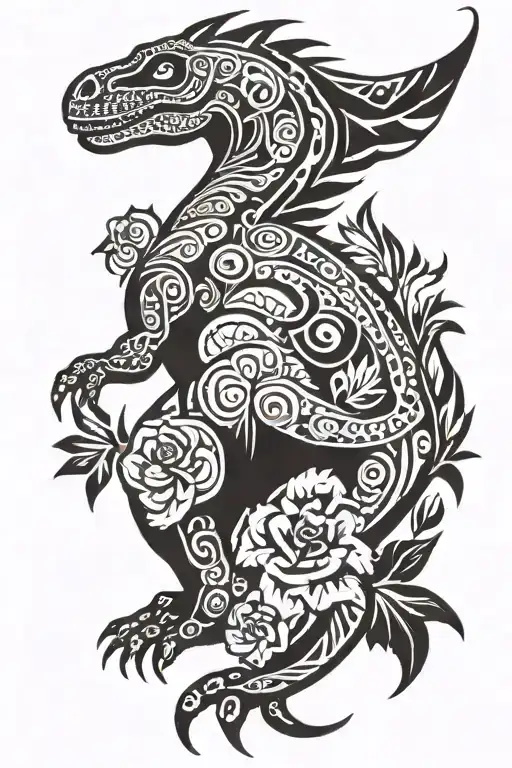 Flowers Dinosaur Sitting