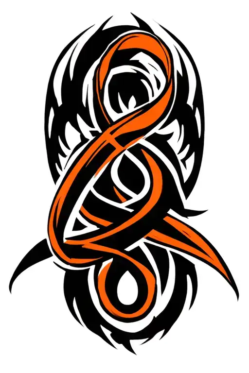 Kidney Cancer Orange Ribbon Intertwined With Strength Symbol