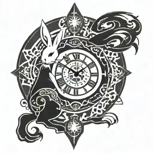 Moon Rabbit With A Clock And The Word See