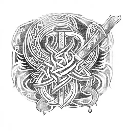 Viking Rose And Viking Sword Nordic