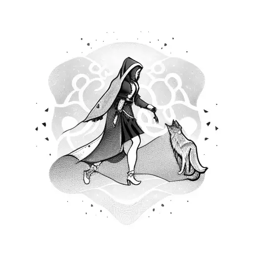 A Red Riding Hood And The Woolf In On Person