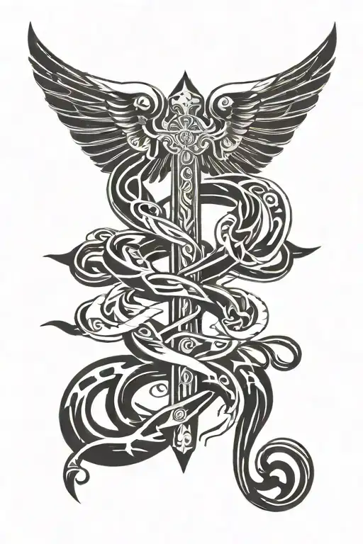 Caduceus Hermes Symbol Intertwined