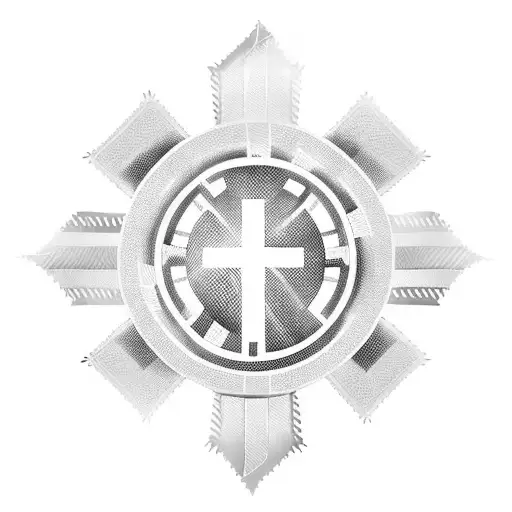 Cross With Cancer Ribbon Around It