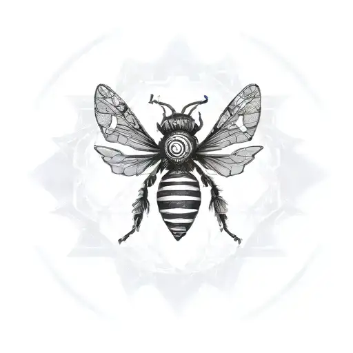 Cyberpunk Queen Bee With Geometric Mandala Details