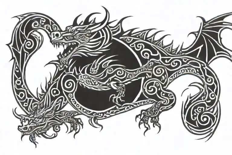 Dragon Catching A Fish In Claws
