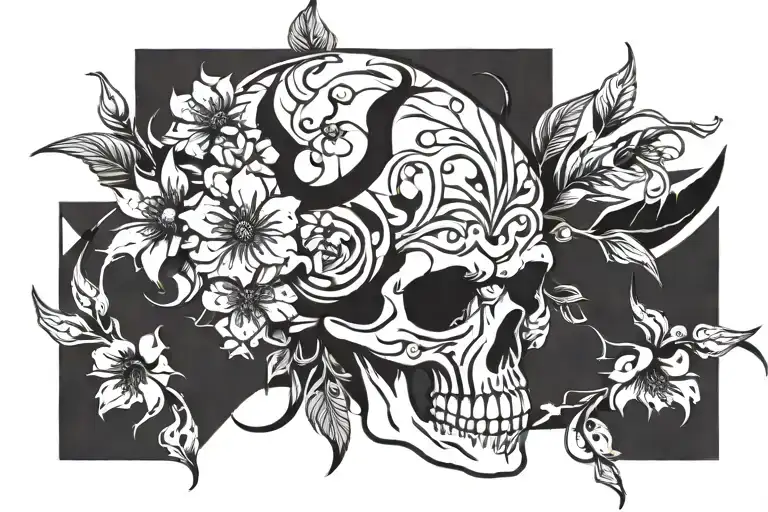 Skull And Flowers Coming