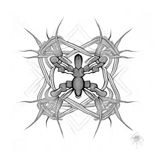A Cross Made Of Intertwined Spider Legs And Spider Bodies Forming The Shape