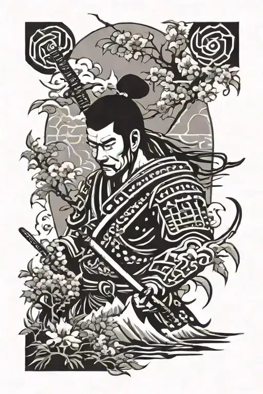 Samurai Warrior And Nature Scene