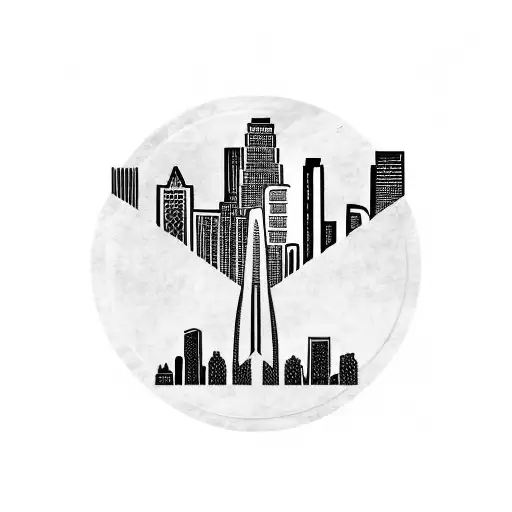 Los Angeles Skyline With Mississippi River And Arkansas Razorback Symbol