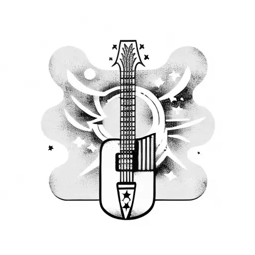 Black Hand Playing Guitar With Clouds And Stars In The Background