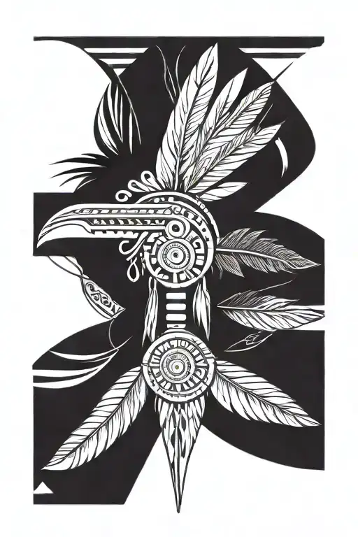 Native Feather Around Forarm Head Dress Half Sleeve