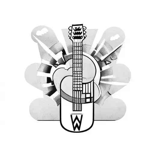 Black Hand Playing Guitar With Clouds For The Background