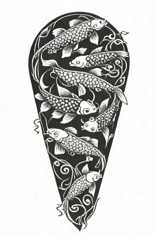 Five Koi Fish Swimming Together