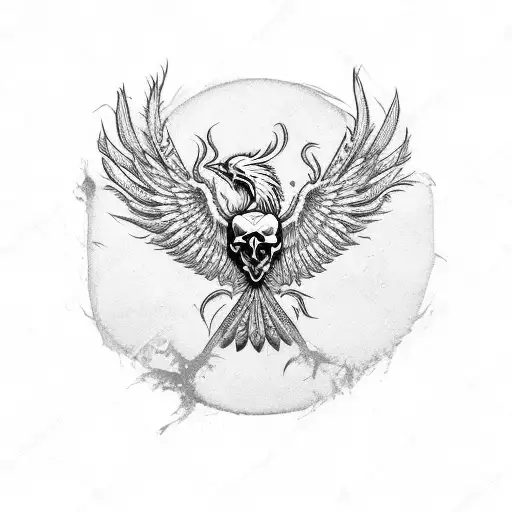 Phoenix With Skull And Design