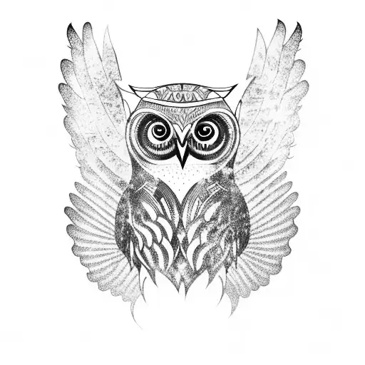 Tribal Owl With Wings Spread