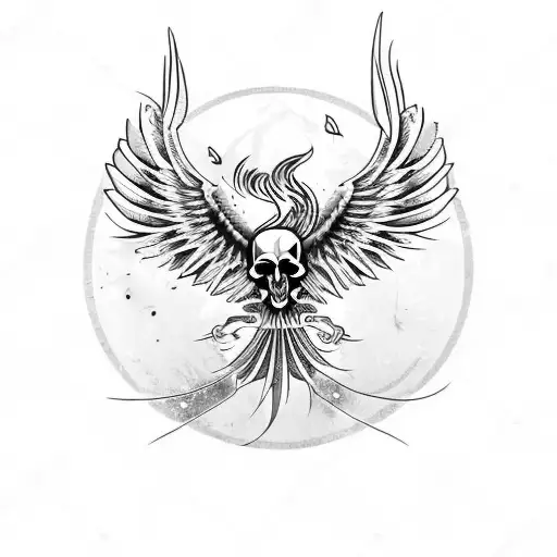 Phoenix With Skull And Design