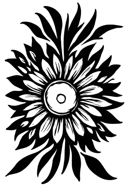 Combination Of Flower And Sun Symbol