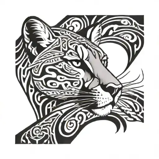 Mountain Lion Tribal Tattoo Design