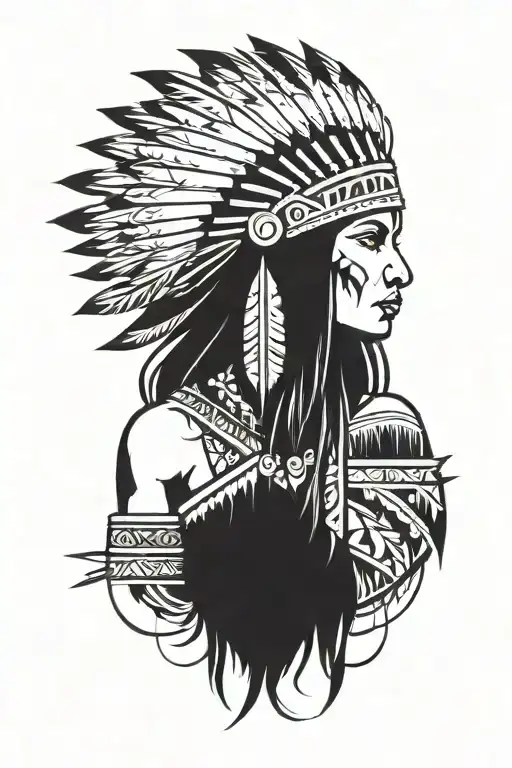 Native American Woman Warrior Standing