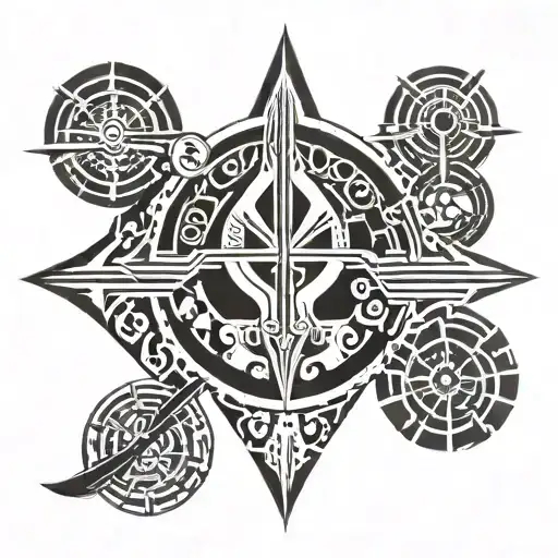 A Tribal Tattoo Composed Of Star Wars Characters And Symbols