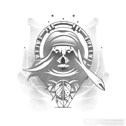 Old Mythic Ocean God On A Sailboat