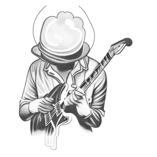 A Mysterious Black Man Playing A Guitar With A Storm In The Background